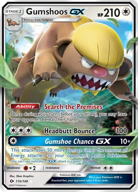 Gumshoos GX #110/149 Holofoil Pokémon card from SM Base Set