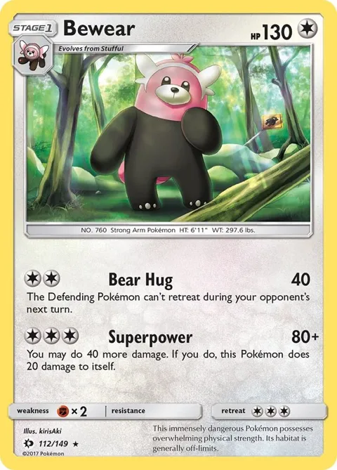 Bewear #112/149 Pokémon card from SM Base Set