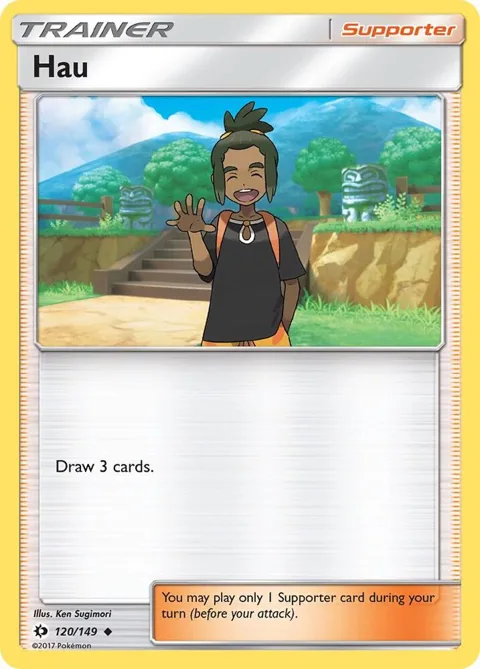Hau #120/149 Reverse Holofoil Pokémon card from SM Base Set
