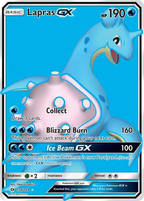 Lapras GX Full Art #139/149 Holofoil Pokémon card from SM Base Set
