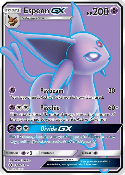 Espeon GX Full Art #140/149 Holofoil Pokémon card from SM Base Set