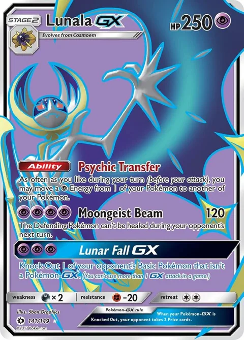 Lunala GX Full Art #141/149 Holofoil Pokémon card from SM Base Set