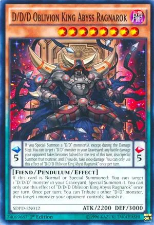 D/D/D Oblivion King Abyss Ragnarok SDPD-EN012 Yu-Gi-Oh card from Structure Deck: Pendulum Domination