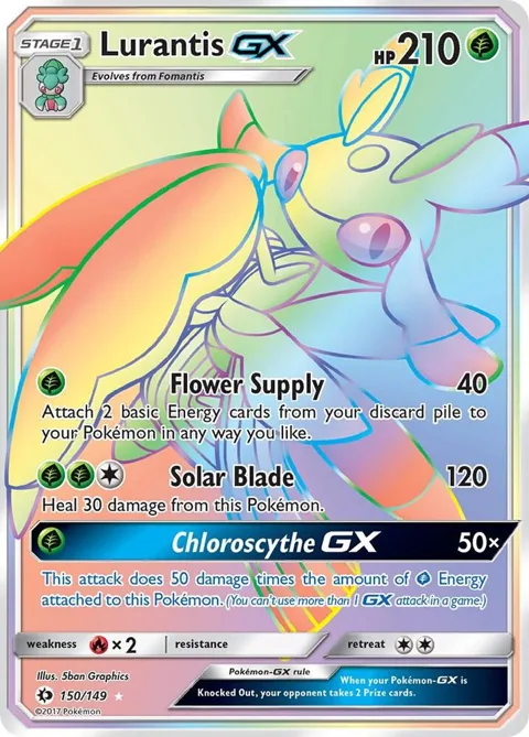 Lurantis GX Secret Rare #150/149 Holofoil Pokémon card from SM Base Set