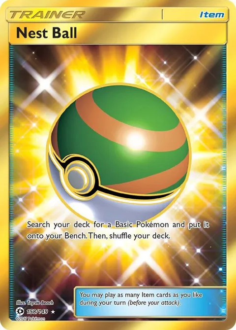 Nest Ball Secret Rare #158/149 Holofoil Pokémon card from SM Base Set