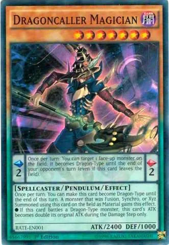 Dragoncaller Magician RATE-EN001 Unlimited Yu-Gi-Oh card from Raging Tempest