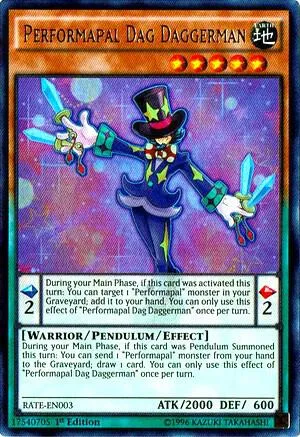 Performapal Dag Daggerman RATE-EN003 1st Edition Yu-Gi-Oh card from Raging Tempest