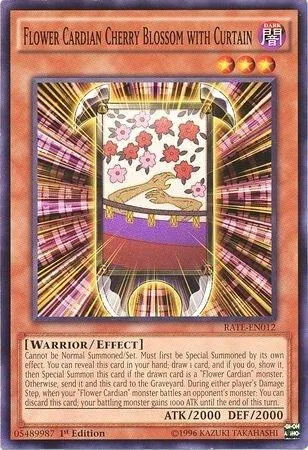 Flower Cardian Cherry Blossom with Curtain RATE-EN012 Unlimited Yu-Gi-Oh card from Raging Tempest
