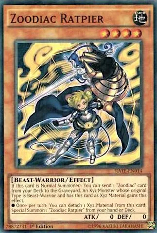 Zoodiac Ratpier RATE-EN014 1st Edition Yu-Gi-Oh card from Raging Tempest
