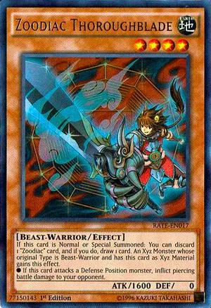 Zoodiac Thoroughblade RATE-EN017 Unlimited Yu-Gi-Oh card from Raging Tempest