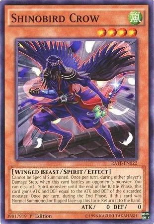 Shinobird Crow RATE-EN022 Unlimited Yu-Gi-Oh card from Raging Tempest