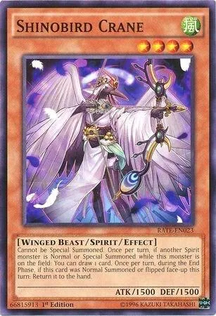 Shinobird Crane RATE-EN023 Unlimited Yu-Gi-Oh card from Raging Tempest