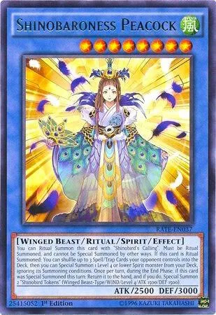 Shinobaroness Peacock RATE-EN037 Unlimited Yu-Gi-Oh card from Raging Tempest