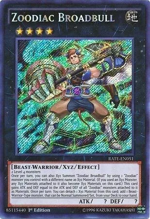 Zoodiac Broadbull RATE-EN051 1st Edition Yu-Gi-Oh card from Raging Tempest