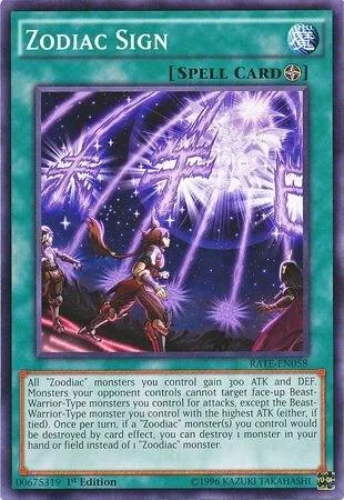 Zodiac Sign RATE-EN058 Unlimited Yu-Gi-Oh card from Raging Tempest