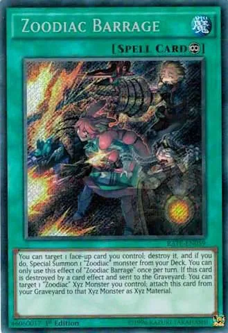 Zoodiac Barrage RATE-EN059 1st Edition Yu-Gi-Oh card from Raging Tempest