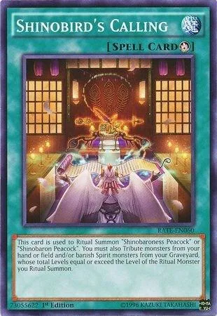 Shinobird's Calling RATE-EN060 Unlimited Yu-Gi-Oh card from Raging Tempest