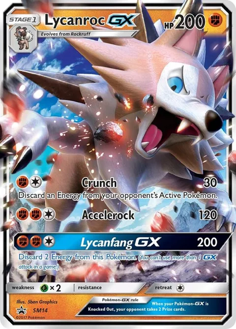 Lycanroc GX #SM14 Holofoil Pokémon card from SM Promos