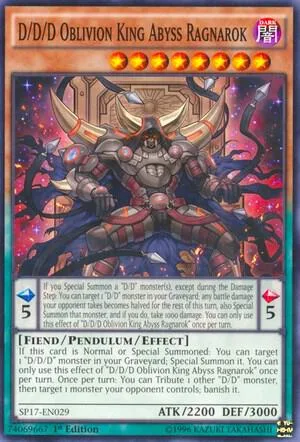 D/D/D Oblivion King Abyss Ragnarok Starfoil SP17-EN029 Yu-Gi-Oh card from Star Pack - Battle Royal