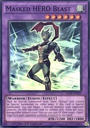 Masked HERO Blast RATE-ENSE2 Yu-Gi-Oh card from Raging Tempest
