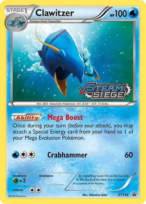 Clawitzer XY Steam Siege Prerelease #XY146 Holofoil Pokémon card from XY Promos