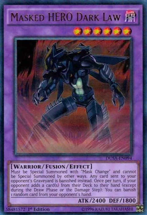 Masked HERO Dark Law DUSA-EN094 Yu-Gi-Oh card from Duelist Saga
