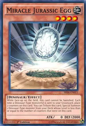 Miracle Jurassic Egg SR04-EN011 Yu-Gi-Oh card from Structure Deck: Dinosmasher's Fury