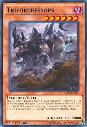 Trifortressops SR04-EN017 Yu-Gi-Oh card from Structure Deck: Dinosmasher's Fury