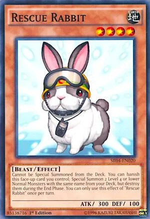 Rescue Rabbit SR04-EN020 Yu-Gi-Oh card from Structure Deck: Dinosmasher's Fury