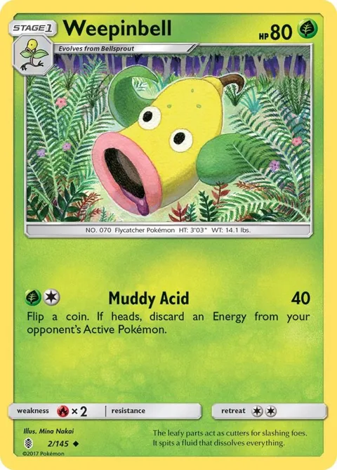 Weepinbell #2/145 Reverse Holofoil Pokémon card from SM - Guardians Rising