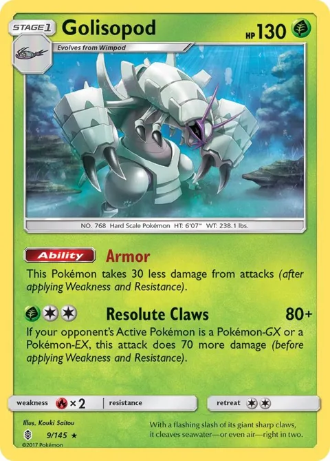 Golisopod #9/145 Holofoil Pokémon card from SM - Guardians Rising