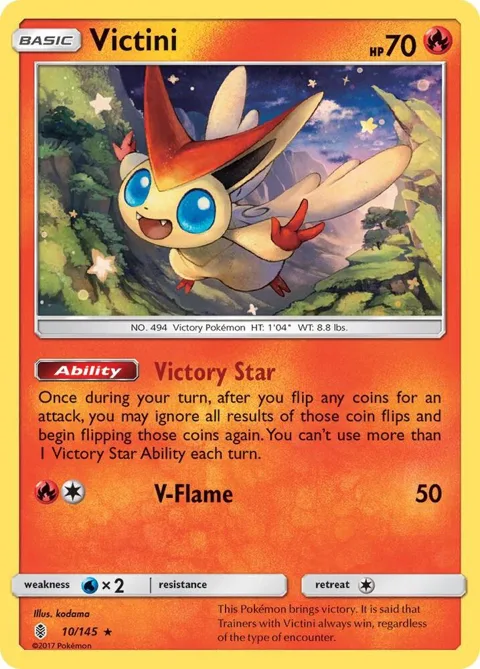 Victini #10/145 Holofoil Pokémon card from SM - Guardians Rising