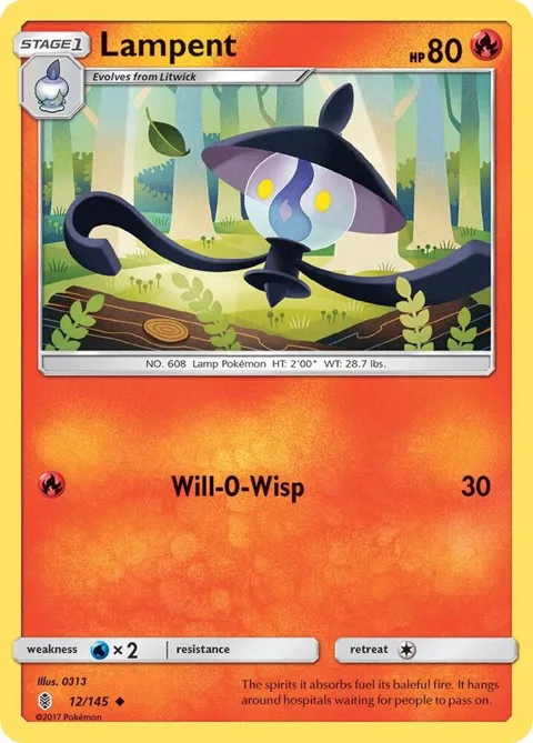 Lampent #12/145 Pokémon card from SM - Guardians Rising