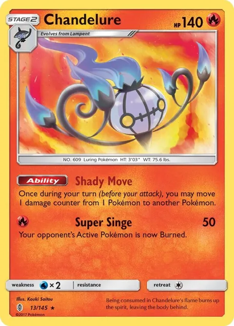 Chandelure #13/145 Reverse Holofoil Pokémon card from SM - Guardians Rising