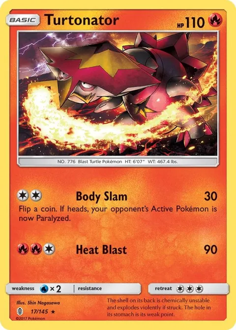 Turtonator #17/145 Reverse Holofoil Pokémon card from SM - Guardians Rising