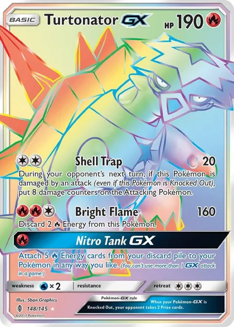 Turtonator GX Secret Rare #148/145 Holofoil Pokémon card from SM - Guardians Rising