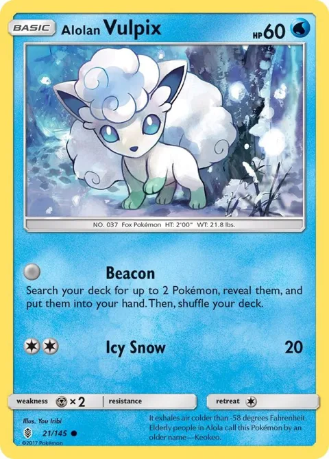 Alolan Vulpix #21/145 Reverse Holofoil Pokémon card from SM - Guardians Rising