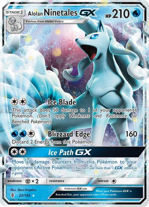 Alolan Ninetales GX #22/145 Holofoil Pokémon card from SM - Guardians Rising