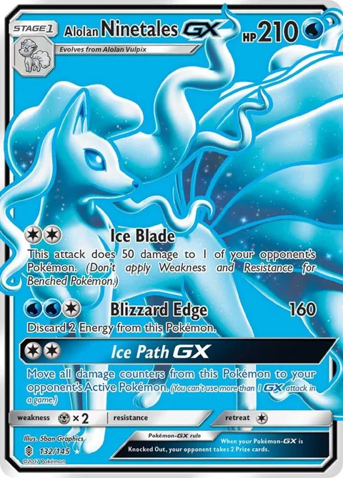 Alolan Ninetales GX Full Art #132/145 Holofoil Pokémon card from SM - Guardians Rising