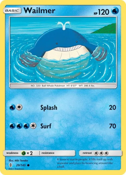 Wailmer #29/145 Reverse Holofoil Pokémon card from SM - Guardians Rising