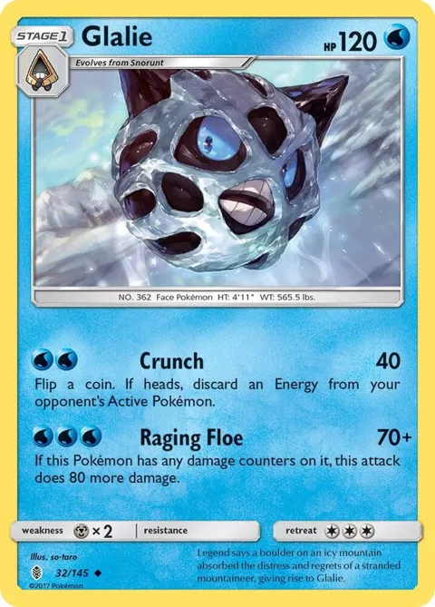 Glalie #32/145 Reverse Holofoil Pokémon card from SM - Guardians Rising