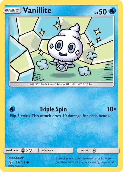 Vanillite #33/145 Reverse Holofoil Pokémon card from SM - Guardians Rising