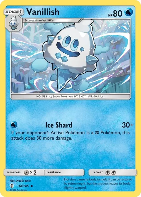 Vanillish #34/145 Pokémon card from SM - Guardians Rising