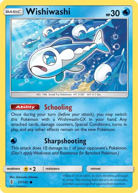 Wishiwashi #37/145 Reverse Holofoil Pokémon card from SM - Guardians Rising