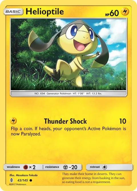 Helioptile #43/145 Reverse Holofoil Pokémon card from SM - Guardians Rising
