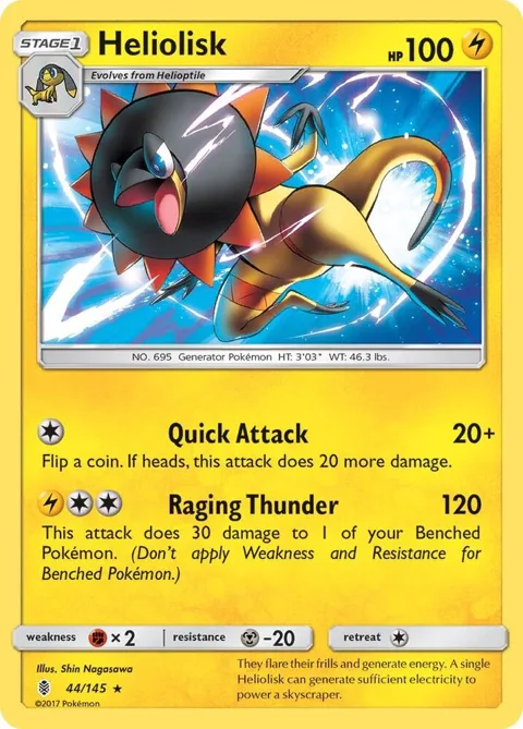 Heliolisk #44/145 Reverse Holofoil Pokémon card from SM - Guardians Rising