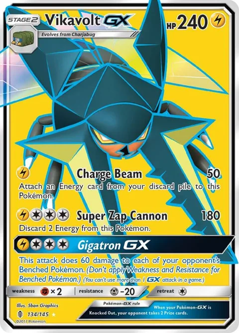 Vikavolt GX Full Art #134/145 Holofoil Pokémon card from SM - Guardians Rising