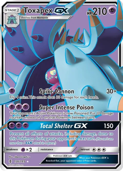Toxapex GX Full Art #136/145 Holofoil Pokémon card from SM - Guardians Rising