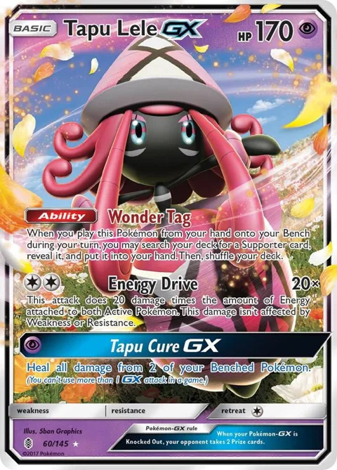 Tapu Lele GX #60/145 Holofoil Pokémon card from SM - Guardians Rising