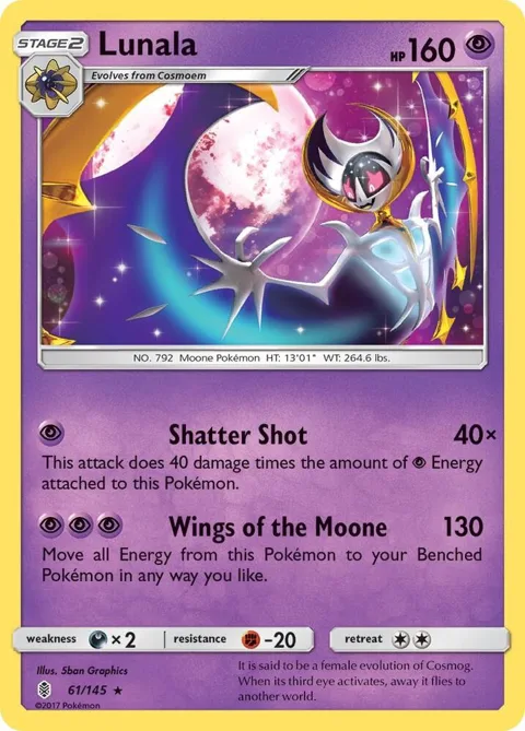 Lunala #61/145 Reverse Holofoil Pokémon card from SM - Guardians Rising